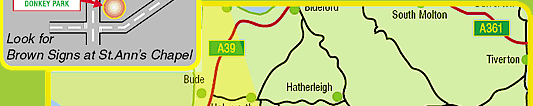 Location map for The Tamar Valley Donkey Park, Cornwall