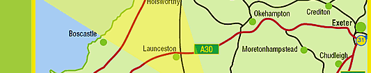 Location map for The Tamar Valley Donkey Park, Cornwall